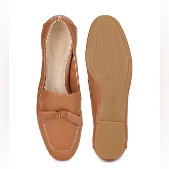 COLE HAAN women’s tan Caddie Bow slip on Leather Loafer flats size 9.5B - Picture 8 of 16
